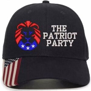 Patriot Party Black Cap with Red and Blue Lion Logo